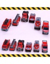 Set de Vehículos de Bomberos Color Rojo de Metal Medidas Promedio 7cm x 3.5cm x 3cm-JU-39527