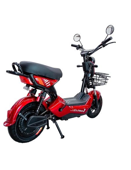 Bicicleta Eléctrica de 350 Watts Color Rojo Hasta 40 km/h 4 Baterías de 12V-BE-41231