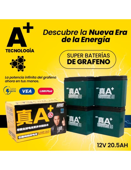 4 Baterías de Grafeno  A+ 12V 20.5Ah Tamaño 7.5 x 18 x 16.4 cm-BE-44418