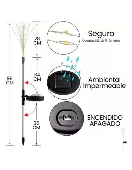 Luces Solares para Jardín de Carga Solar Impermeables Varios Colores-LD-41475