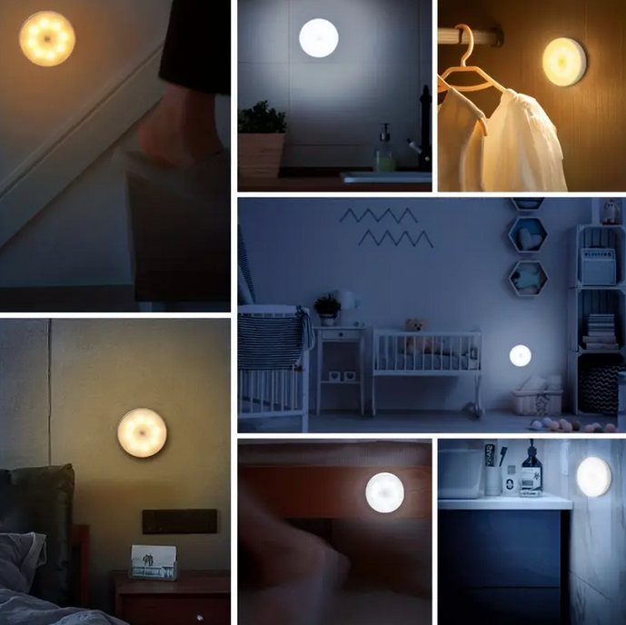 Lámpara decorativa de pared  6 LED para habitación, armario, escalera con Sensor de movimiento inalámbrico luz fría color blanco