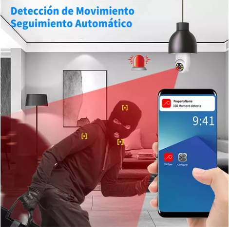 Cámara De Seguridad Ation E27 De 360° Wifi 2.4g /5g Full Hd