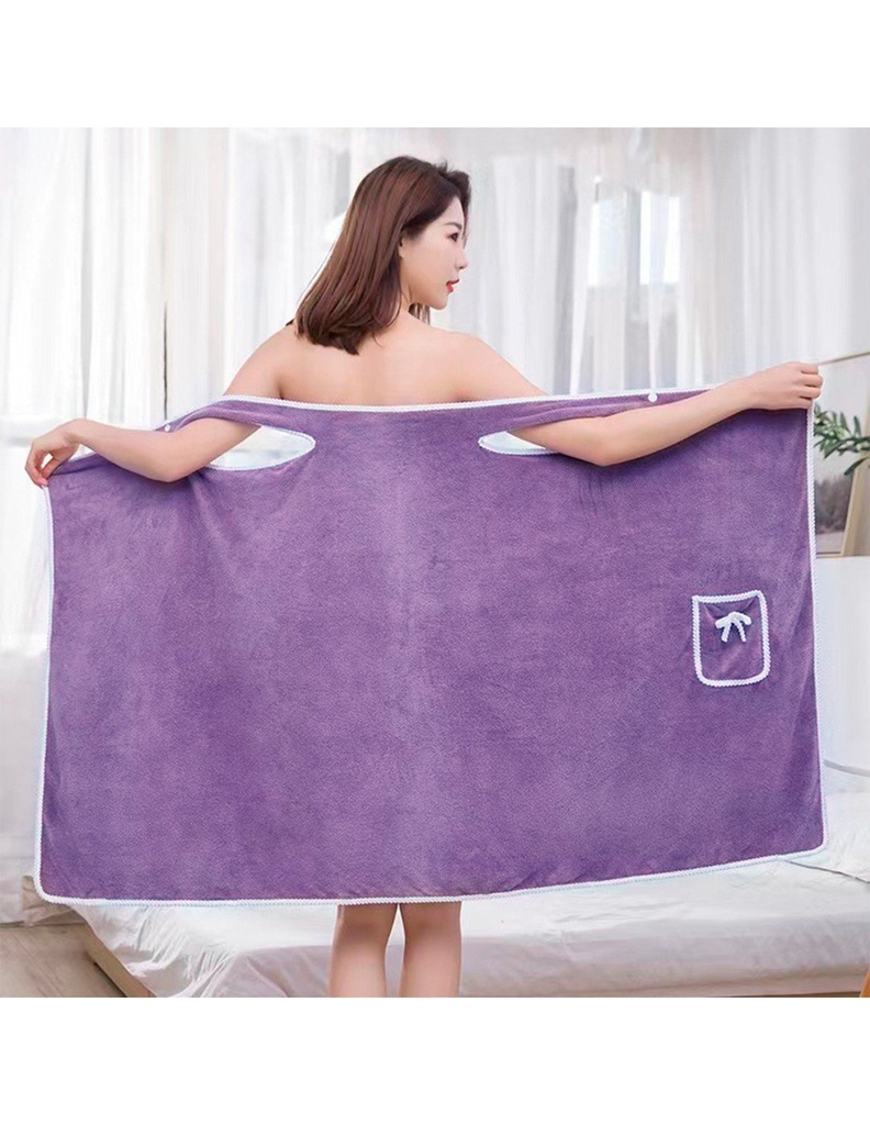 Toalla de Baño 100% Poliéster  medidas 80 cm x 135 cm Color Purpura-HG-42319