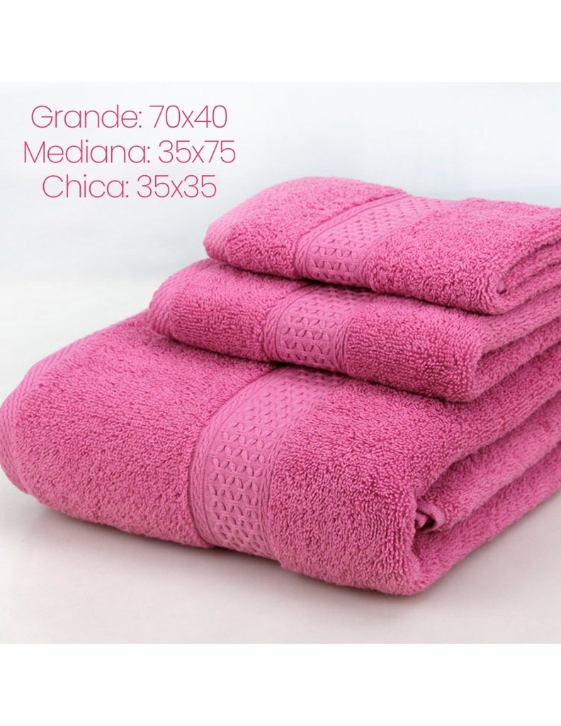 Juego de 3 toallas para baño Toalla grande: 70X140 Toalla Mediana: 35X75 Toalla chica: 35X35 Varios Colores-HG-42857-39765