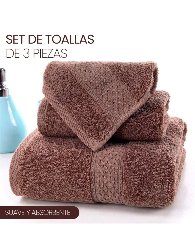 Juego de 3 toallas para baño Toalla grande: 70X140 Toalla Mediana: 35X75 Toalla chica: 35X35 Varios Colores-HG-42857-39765