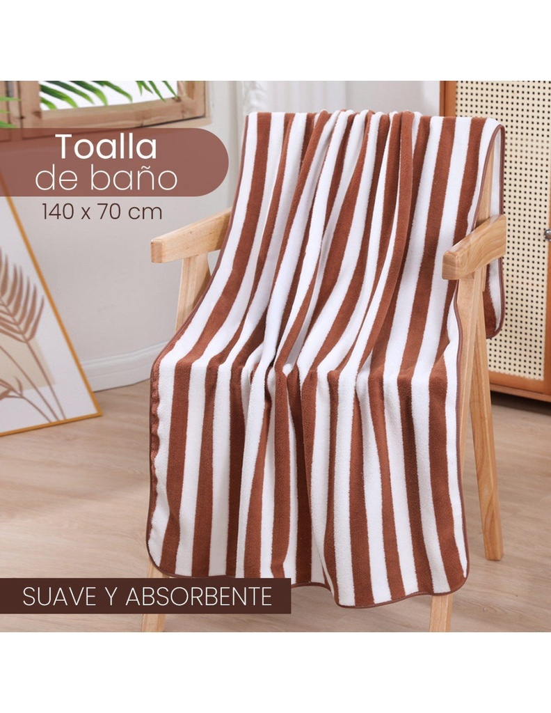 Toalla de Baño  Suave y Absorbente Medidas 140 x 70 cm Color Café-HG-40670