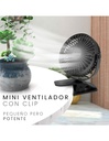 Ventilador abanico Portátil color negro con clip 11 cms de ancho x 14 cms de altura con motor para 18000 horas-VE-40127