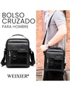 Bolso Cruzado para Hombre Negro Piel Sintética Marca WEIXIER-BL-41481