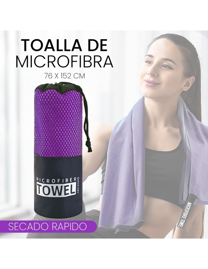 Toalla Deportiva Microfibra Color Morado  152 x 76 cm con Bolsa de Malla-DP-42635