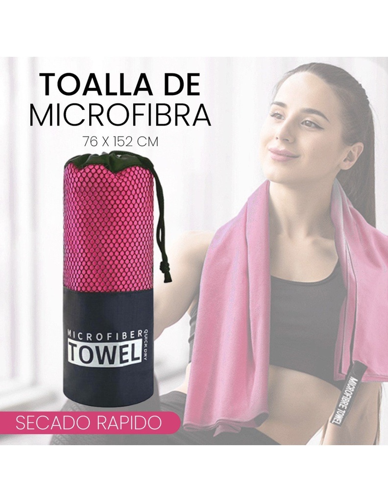 Toalla Deportiva Microfibra Color Rosa  152 x 76 cm con Bolsa de Malla-DP-42634