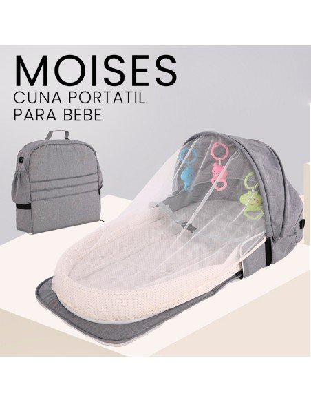 Bolsa portátil con moisés para bebé de 0-12 meses 100% algodón Color Gris-BB-41436