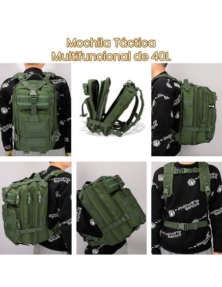 Mochila Táctica Multifuncional Impermeable de 40 Litros Color Verde-MC-39504