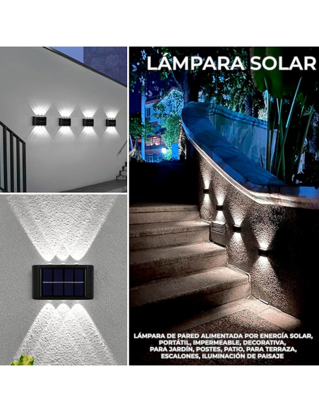 Lámpara de Pared para Exteriores con Iluminación Arriba y Abajo Luz Blanca 8 horas de Luz-LD-42229