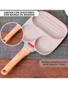 Sartén Antiadherente para Cocinar con 3 Divisiones Mango de Madera 18x18 cm-ST-40381