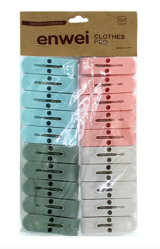 Paquete con 20 ganchos tipo pinza para colgar ropa, variedad de colores / enwei clothes peg