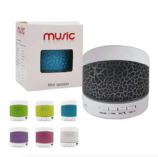 Mini bocina bluetooth con luz led y ranuras para sd y usb, variedad de colores