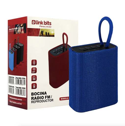 Bocina bluetooth link bits con radio fm y correa, variedad de colores 