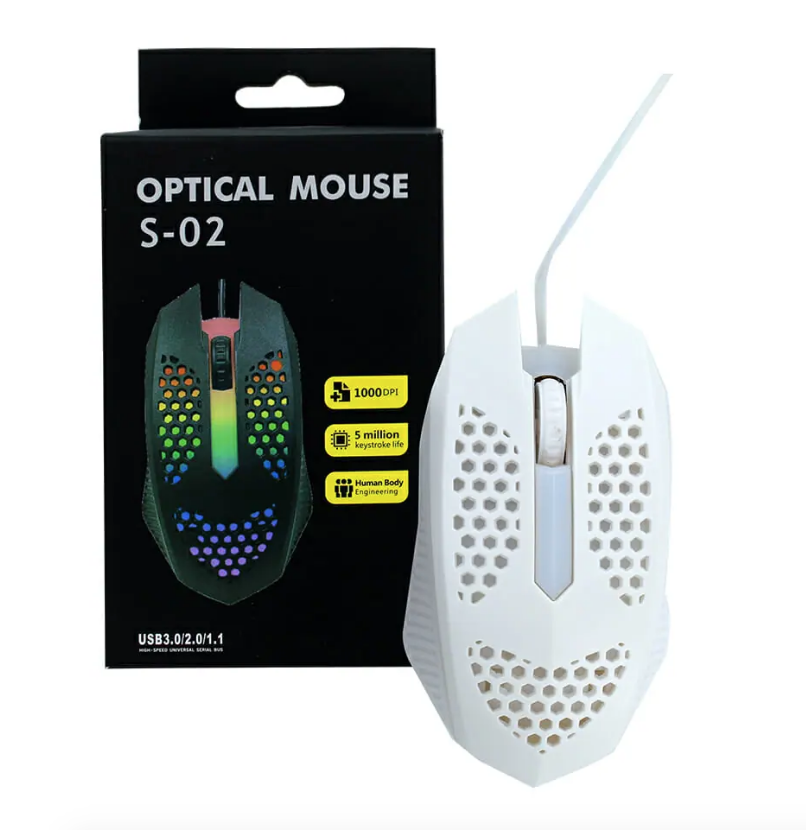 Mouse alámbrico con luz led rgb usb 3.0 