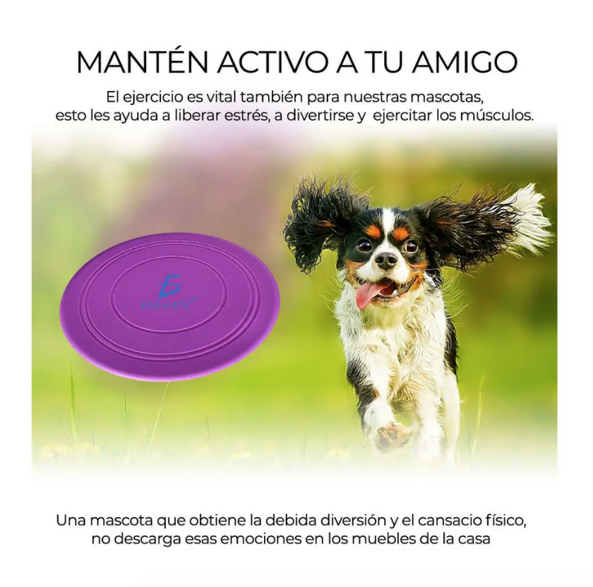 1pza Frisbee / disco de silicón para entrenamiento de mascotas, variedad de colores