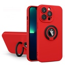 Funda para iPhone 14 PRO MAX con Soporte de Anillo de Contraste de Silicona color rojo