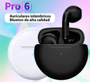 Audífonos Pro 6 Bluetooth V5 Resiste Salpicaduras 2.5hr Negro