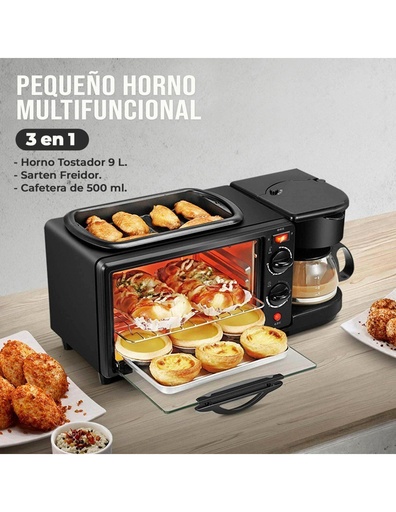 [HG-41294] Horno Tostador 3 en 1 de 9 L Sarten Freidor Cafetera de 500 ml-HG-41294