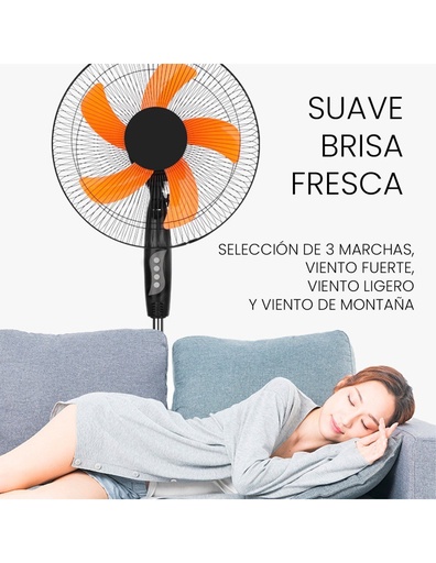 [VE-39409] Ventilador de Pedestal de 2 velocidades con 5 aspas Altura ajustable de 96.5 a 118 cm-VE-39409