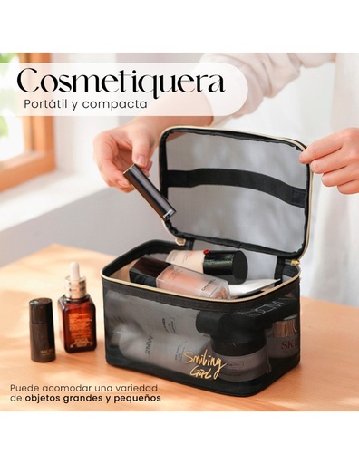 [BL-41482] Bolsa de Cosméticos para viaje translucida de nailon  compacta-BL-41482