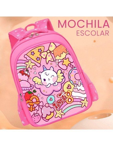 [MC-40189] Mochila escolar para niña Unicornio Múltiples compartimentos-MC-40189