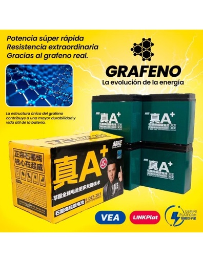 [BE-44418] 4 Baterías de Grafeno  A+ 12V 20.5Ah Tamaño 7.5 x 18 x 16.4 cm-BE-44418