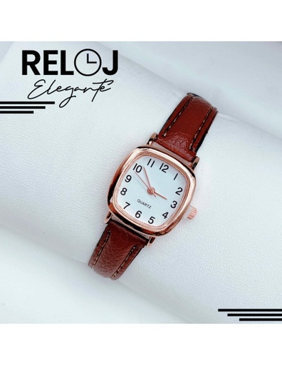 [RJ-43726] Reloj Café de Cuarzo y Cuero Sintético Medidas de 20 cm x 3 cm-RJ-43726