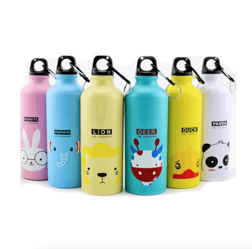 [HOG-JO1014] Botella de metal con arnes pequeño y diseño de animales 500ml, variedad de diseños y colores / life is beautiful	