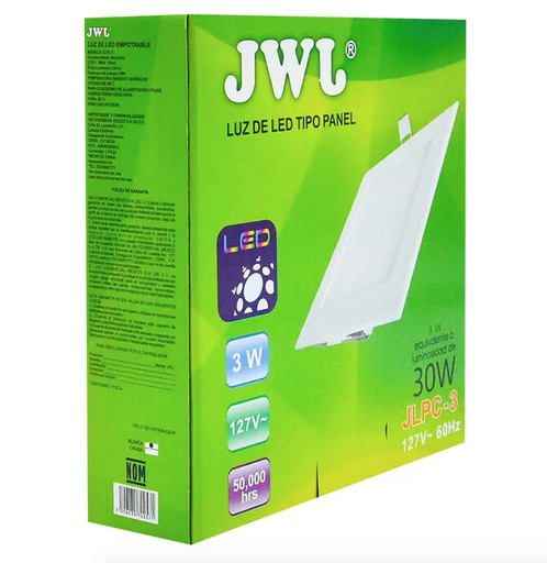 [ILU-JO5019] Panel led 3w cuadrado para empotrar de luz blanca JWJ 30 Watts 127w-60hz