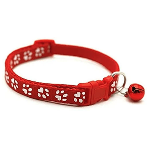 [MAS-JO6002] 1pza Collar con diseño de huellas y huesos + cascabel para mascota