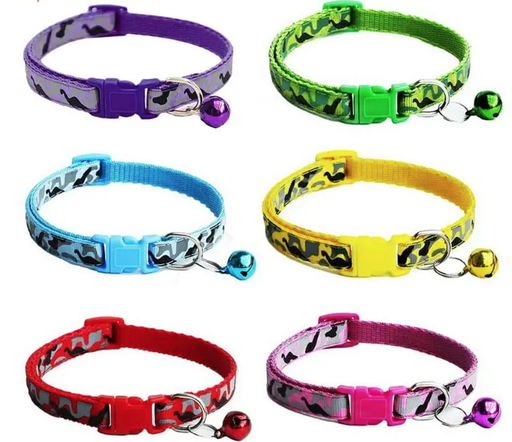 [MAS-JO6003] 1pza Collar para mascota con diseño de camuflaje + cascabel 